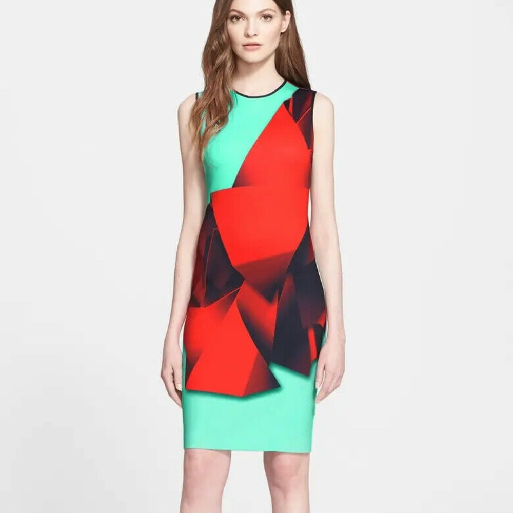 CLOVER CANYON Folded Floral' Neoprene Sheath DRESS